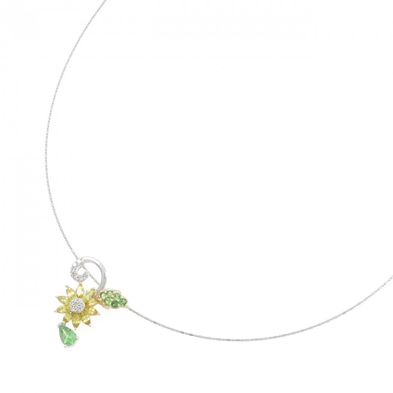 K18/K18WG/PT999 フラワー カラーストーン ネックレス