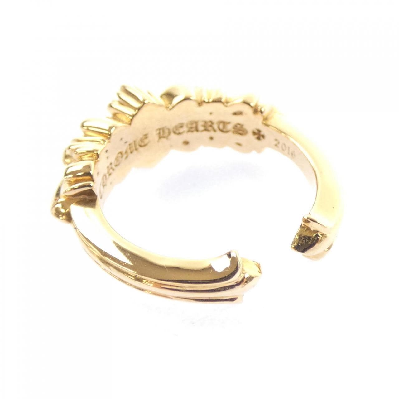 クロムハーツ CHROME HEARTS BABY CLSC DBL FLRL CRS OPEN GLD 207159922GLD RING