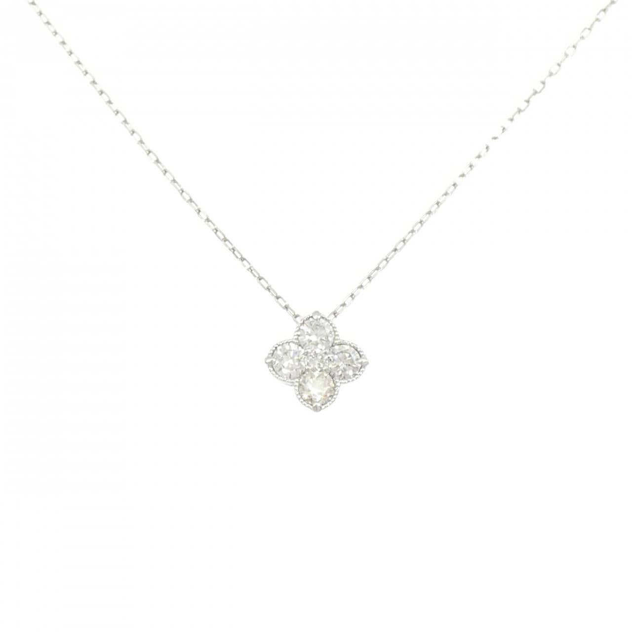 PT950/PT850 フラワー ダイヤモンド ネックレス 0.70CT