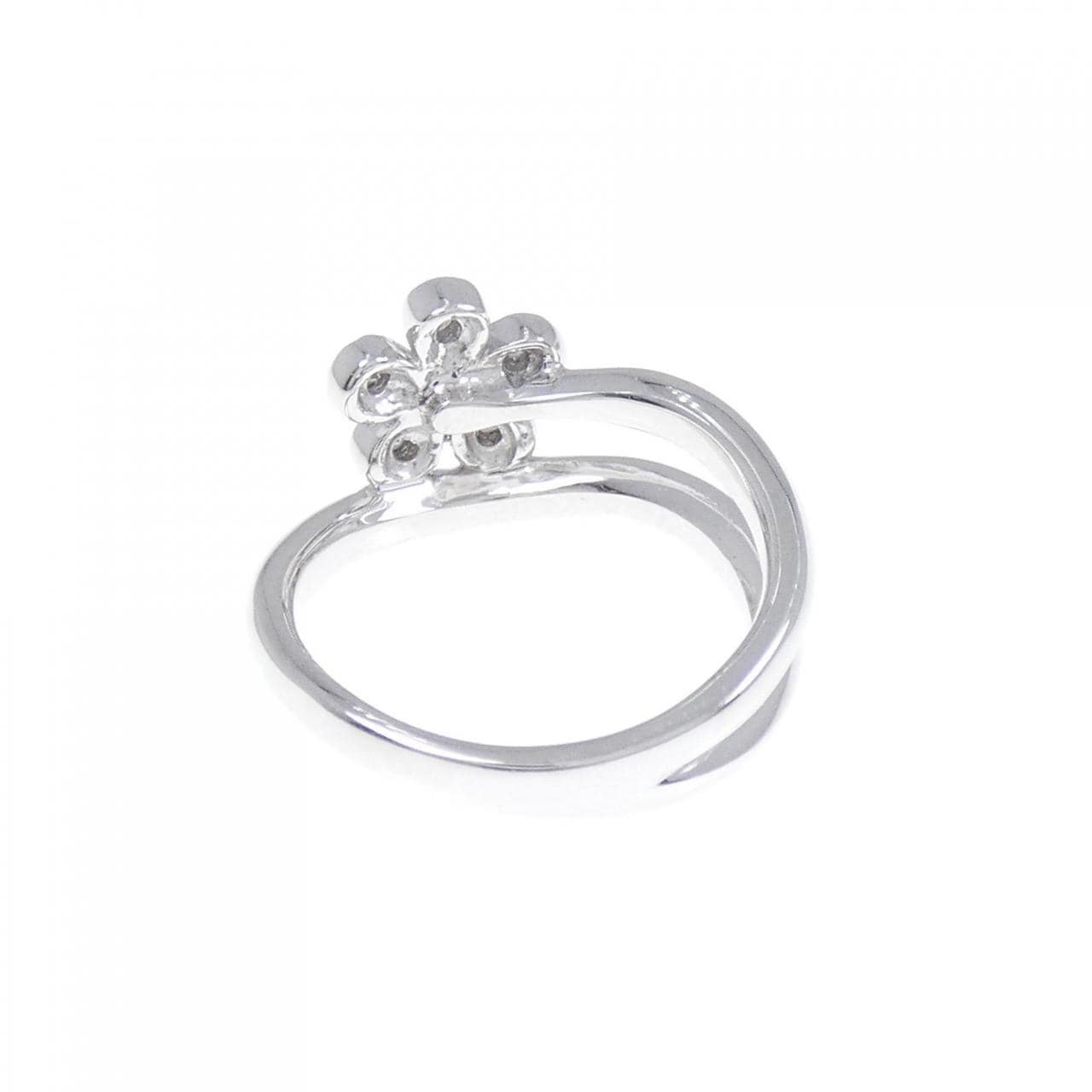 K18WG Flower Diamond Pinky Ring 0.05CT