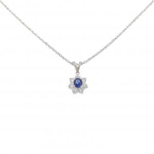 PT900/PT850 フラワー サファイヤ ネックレス 0.43CT