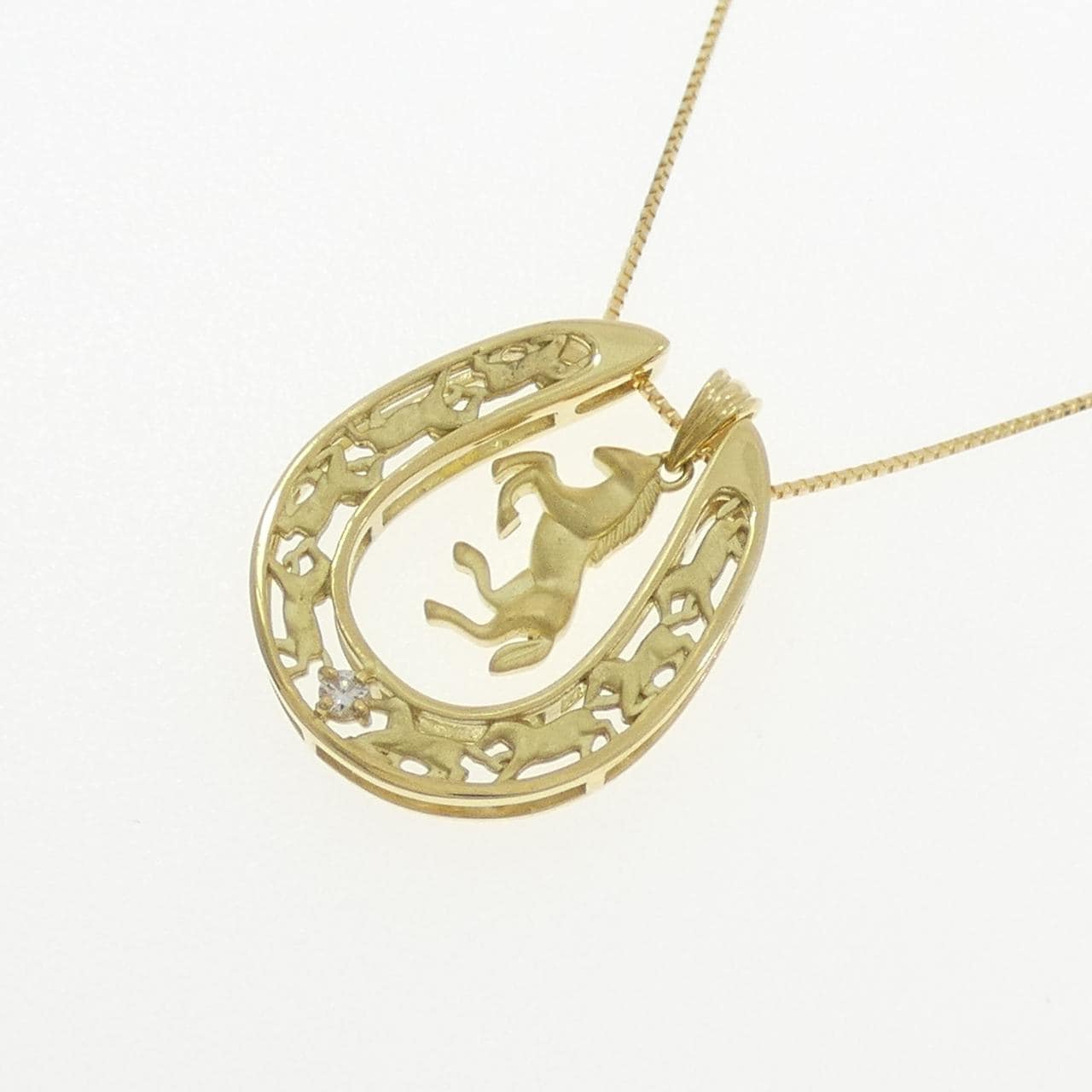 【新品】K18YG ホース ダイヤモンド ネックレス 0.02CT