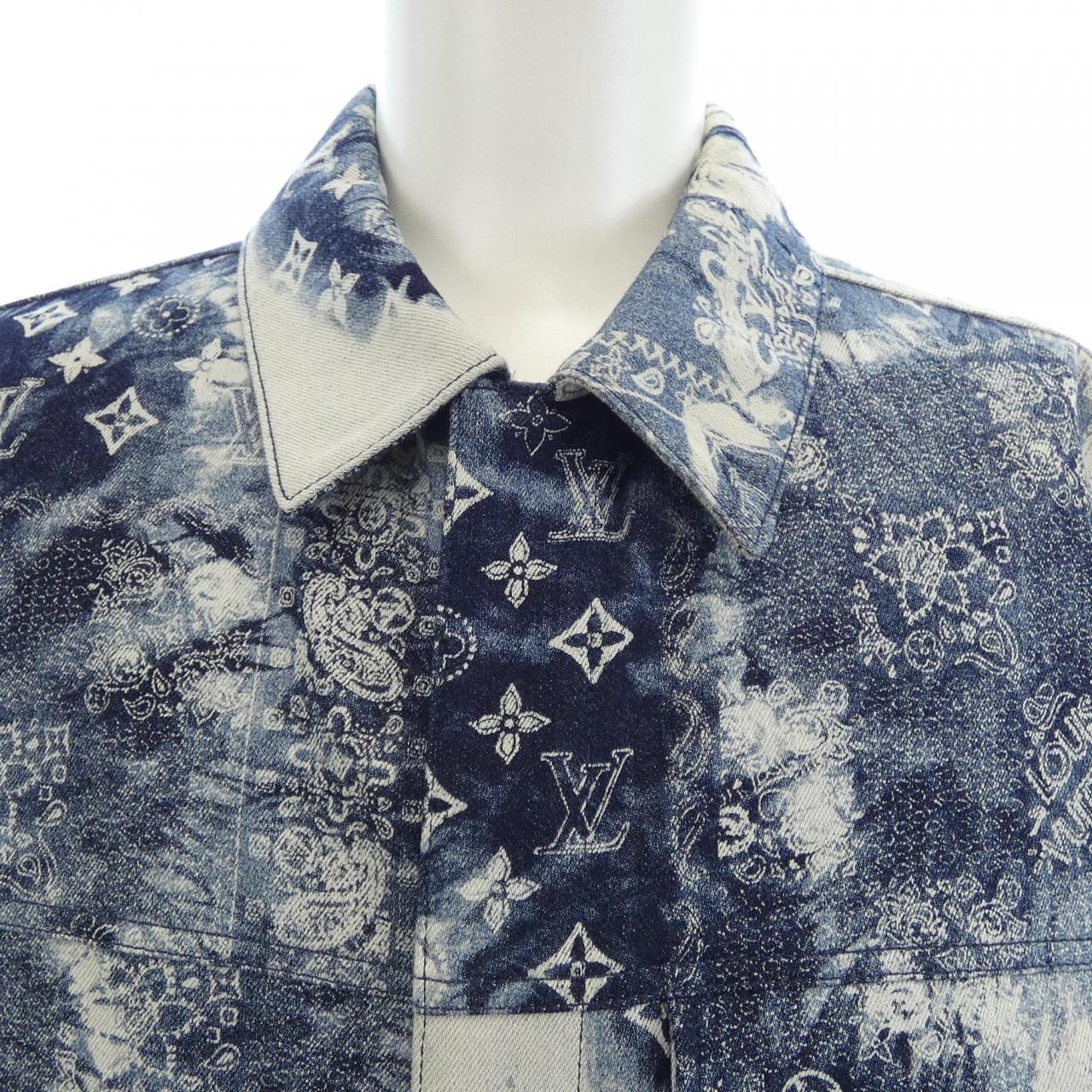 ルイヴィトン LOUIS VUITTON モノグラムバンダナショートスリーブデニムシャツ HNS17XNW2 S/Sシャツ