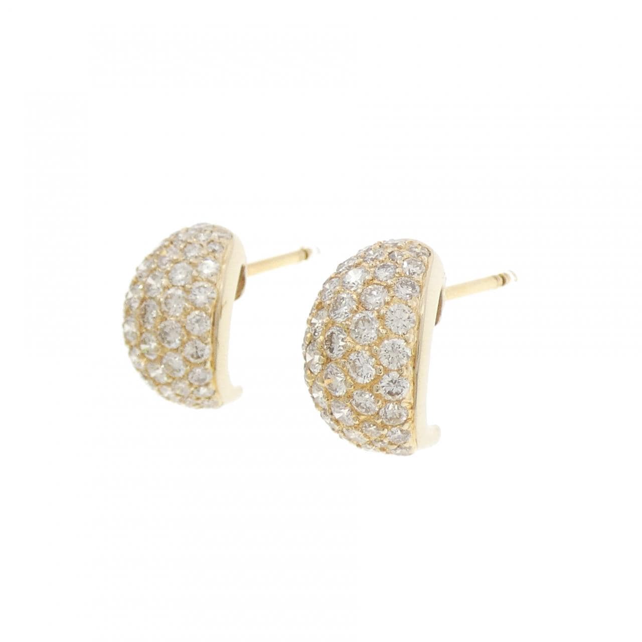 K18YG パヴェ ダイヤモンド ピアス 2.18CT