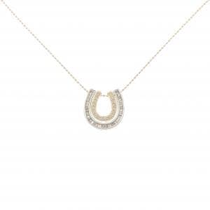 K18スリーカラー 2WAY ホースシュー ダイヤモンド ネックレス 0.22CT