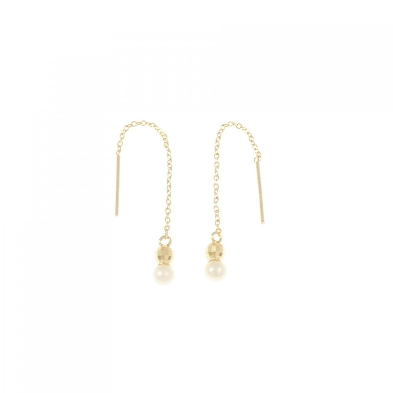 K18YG freshwater pearl earrings 3.1mm