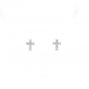 PT/PT900 クロス ダイヤモンド ピアス 0.12CT