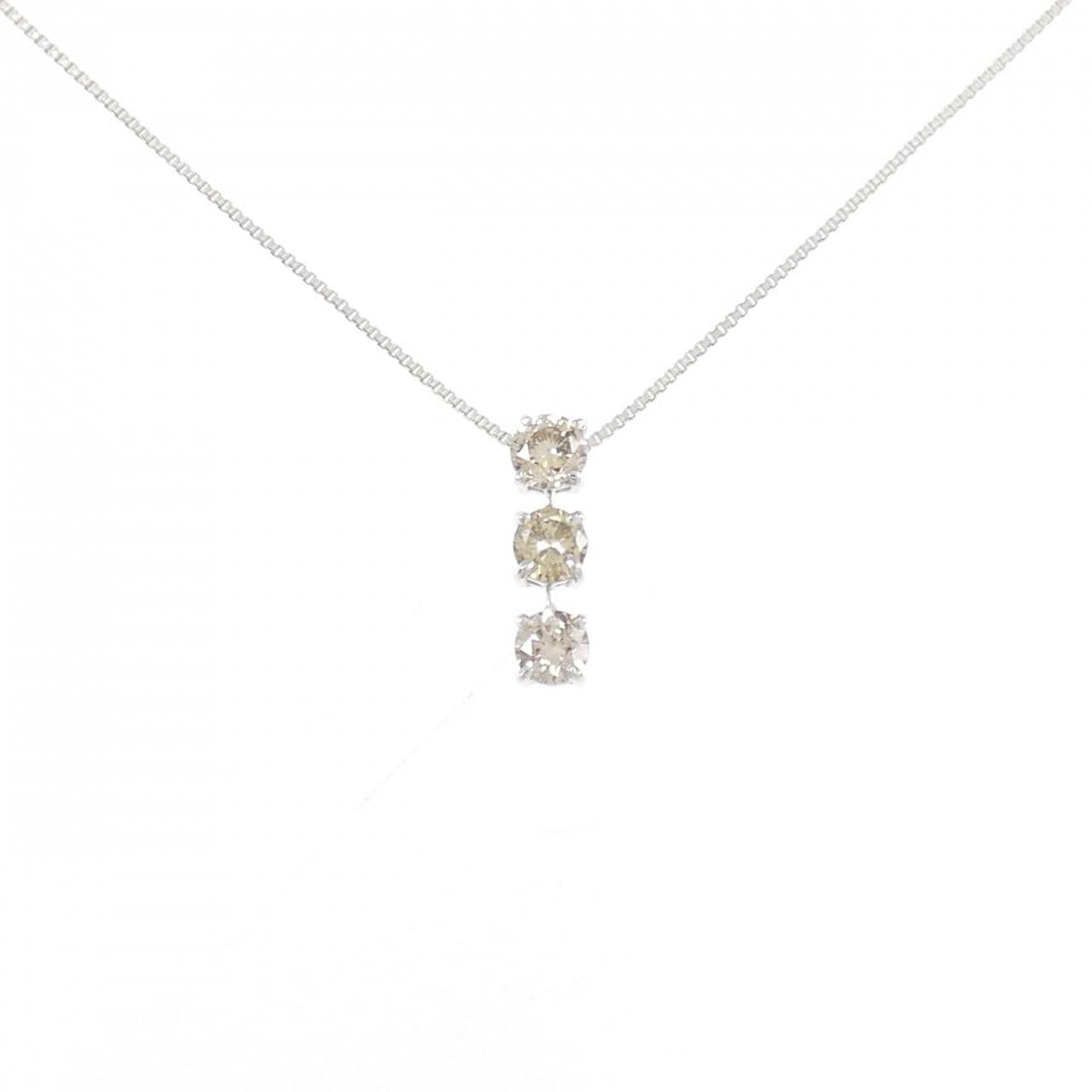 K18WG three stone Diamond necklace 0.5CT