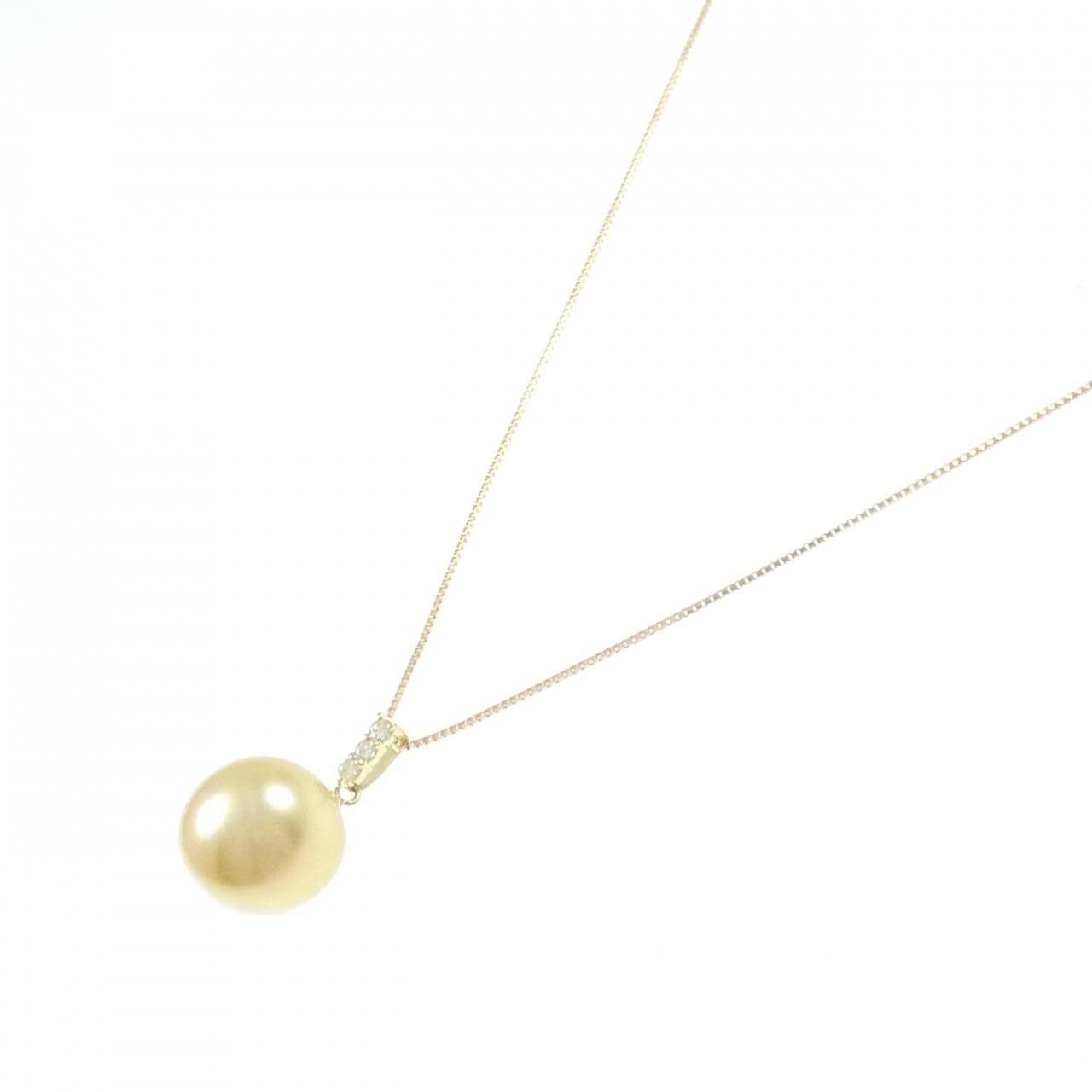K18YG 白蝶パール ネックレス 10.6mm