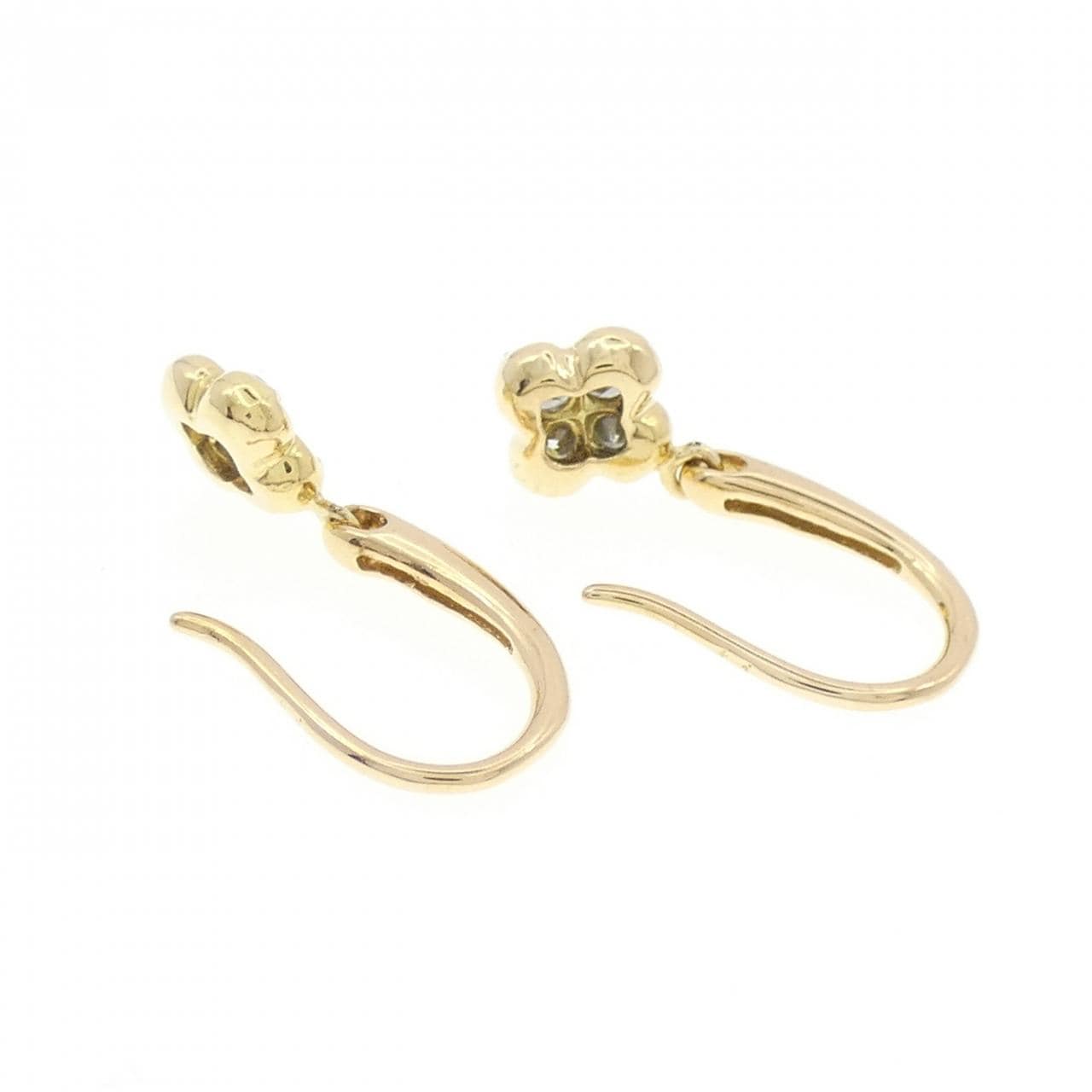 K18YG フラワー ダイヤモンド ピアス 0.20CT