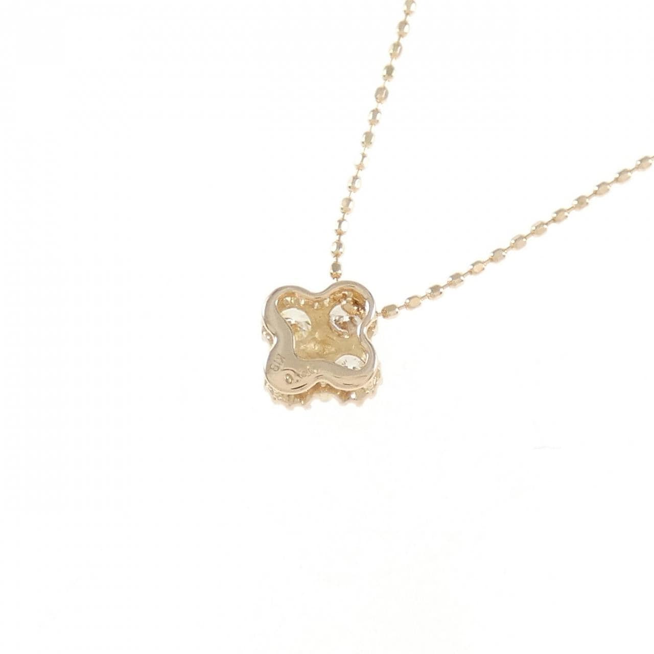K18PG/K14PG フラワー ダイヤモンド ネックレス 0.36CT