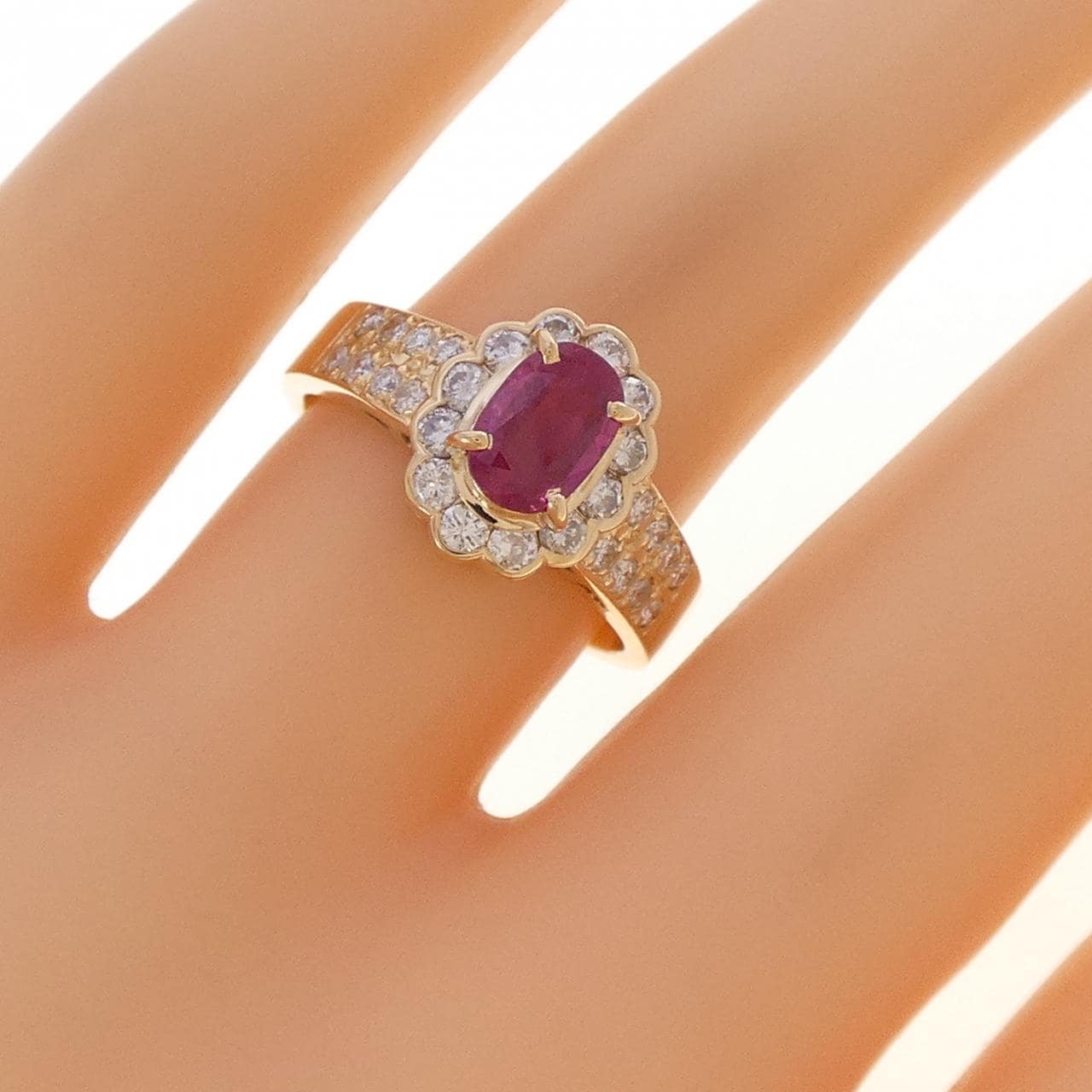 K18YG ルビー リング 0.87CT