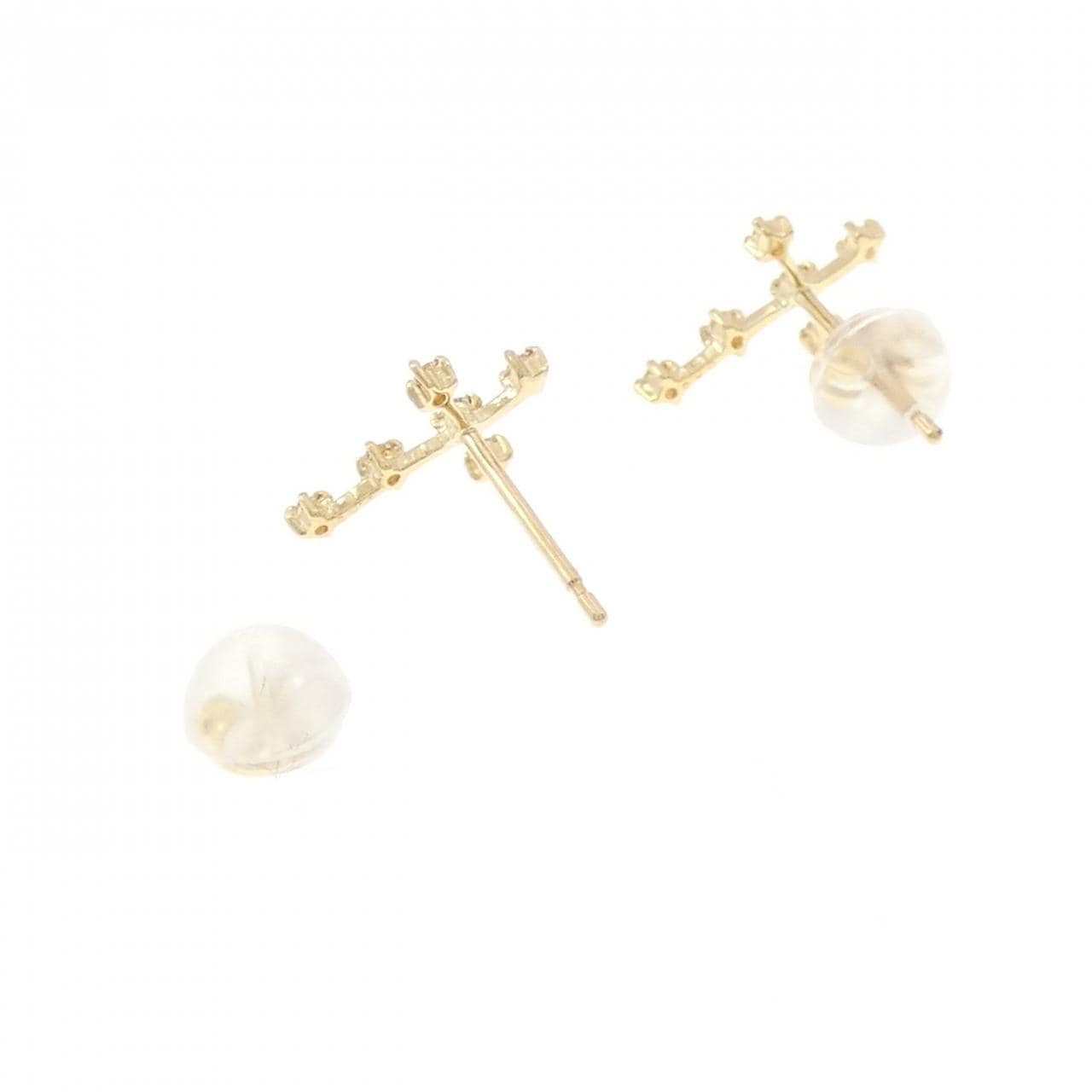 K18YG クロス ダイヤモンド ピアス 0.10CT