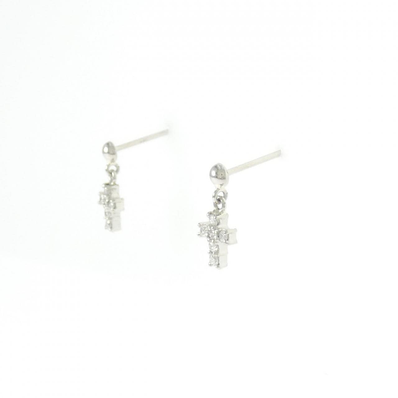 PT/PT900 クロス ダイヤモンド ピアス 0.12CT