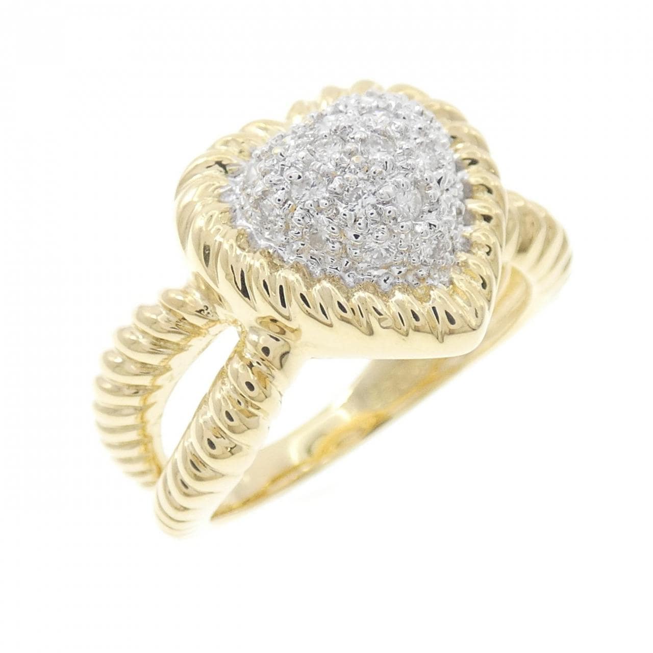 750YG/750WG ハート パヴェ ダイヤモンド リング 0.27CT