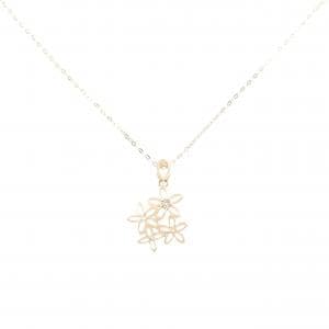 K10PG フラワー ダイヤモンド ネックレス 0.01CT