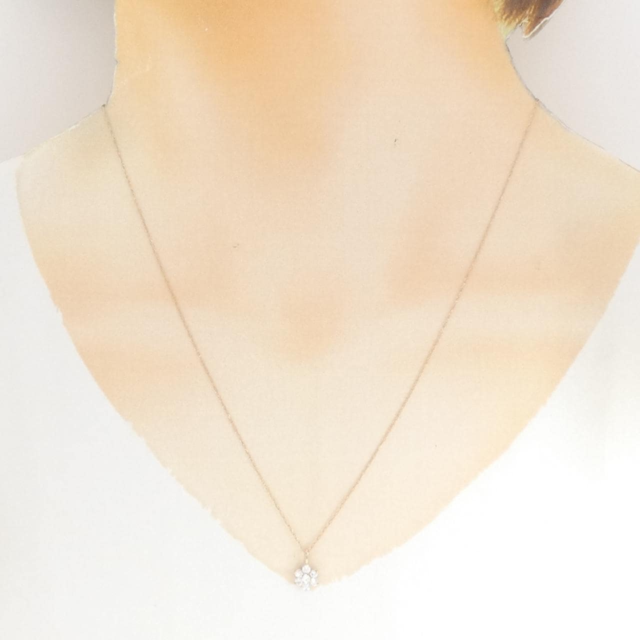 K18PG フラワー ダイヤモンド ネックレス 0.30CT