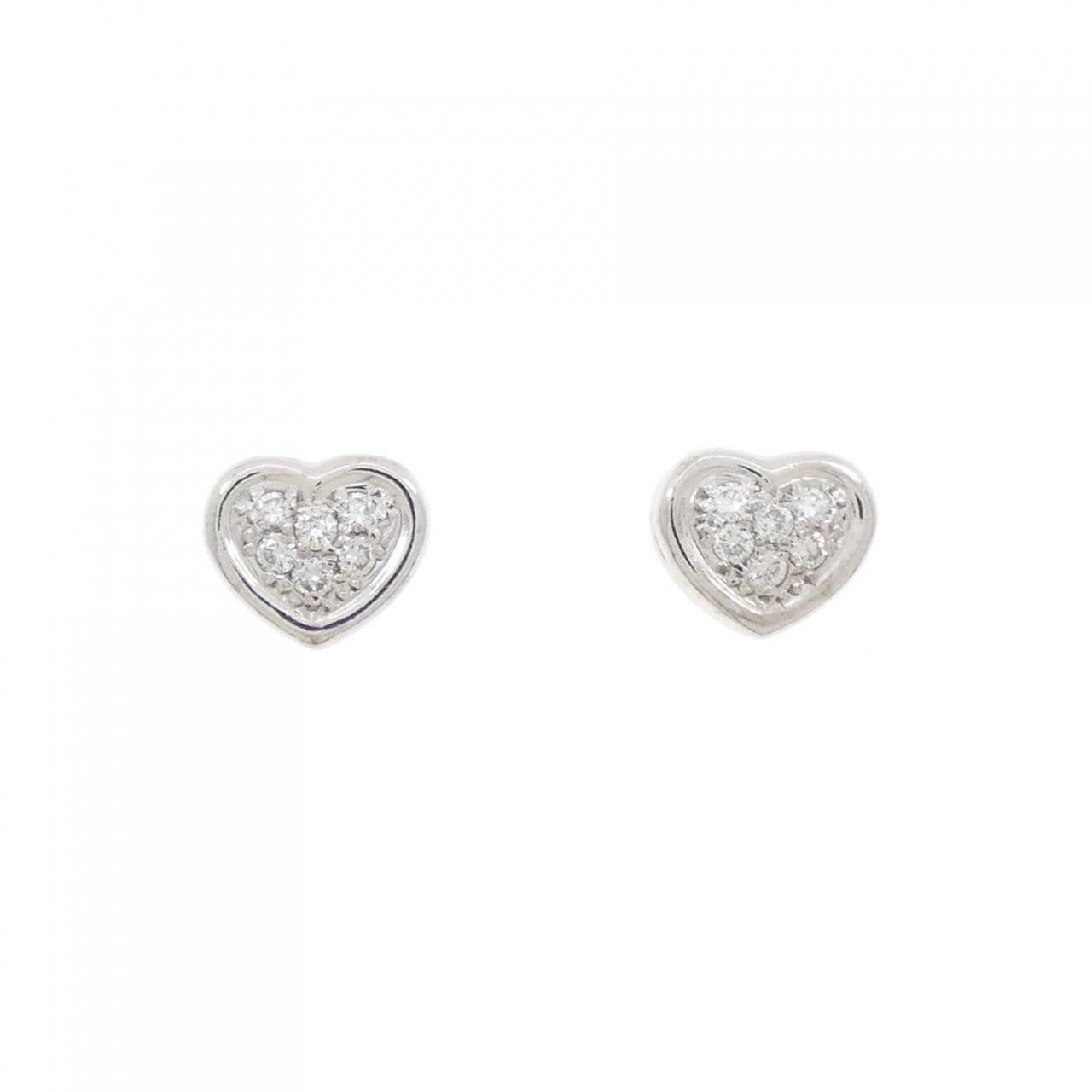 K18WG ハート ダイヤモンド ピアス 0.18CT