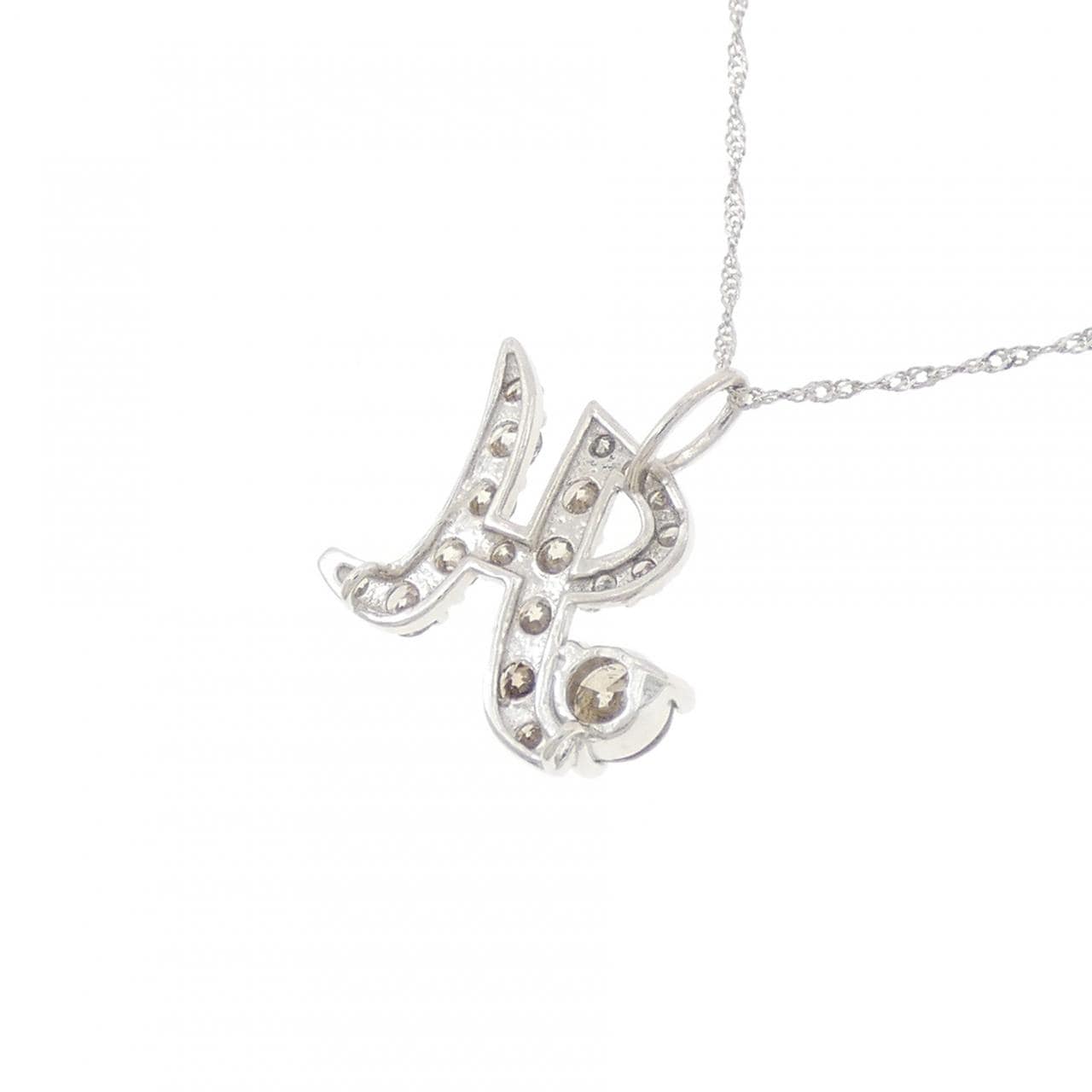 PT900/PT850 イニシャルH ダイヤモンド ネックレス 0.50CT