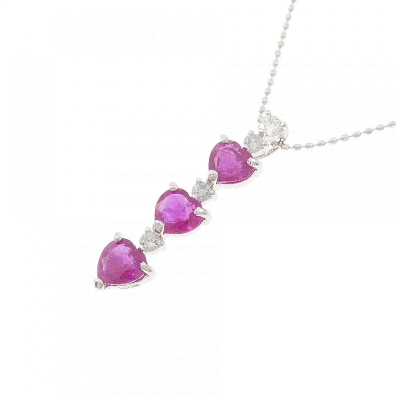 K18WG ルビー ネックレス 1.16CT