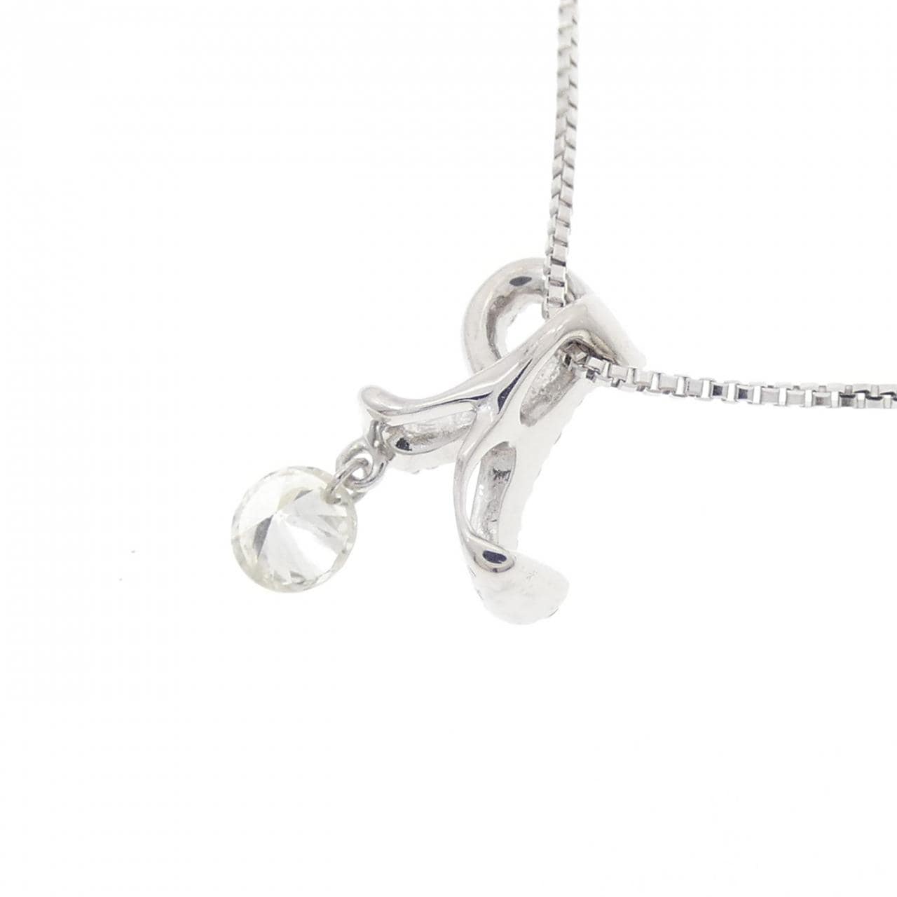 K18WG イニシャルR ダイヤモンド ネックレス 0.20CT