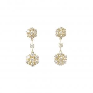 【新品】K18YG フラワー ダイヤモンド ピアス 1.00CT