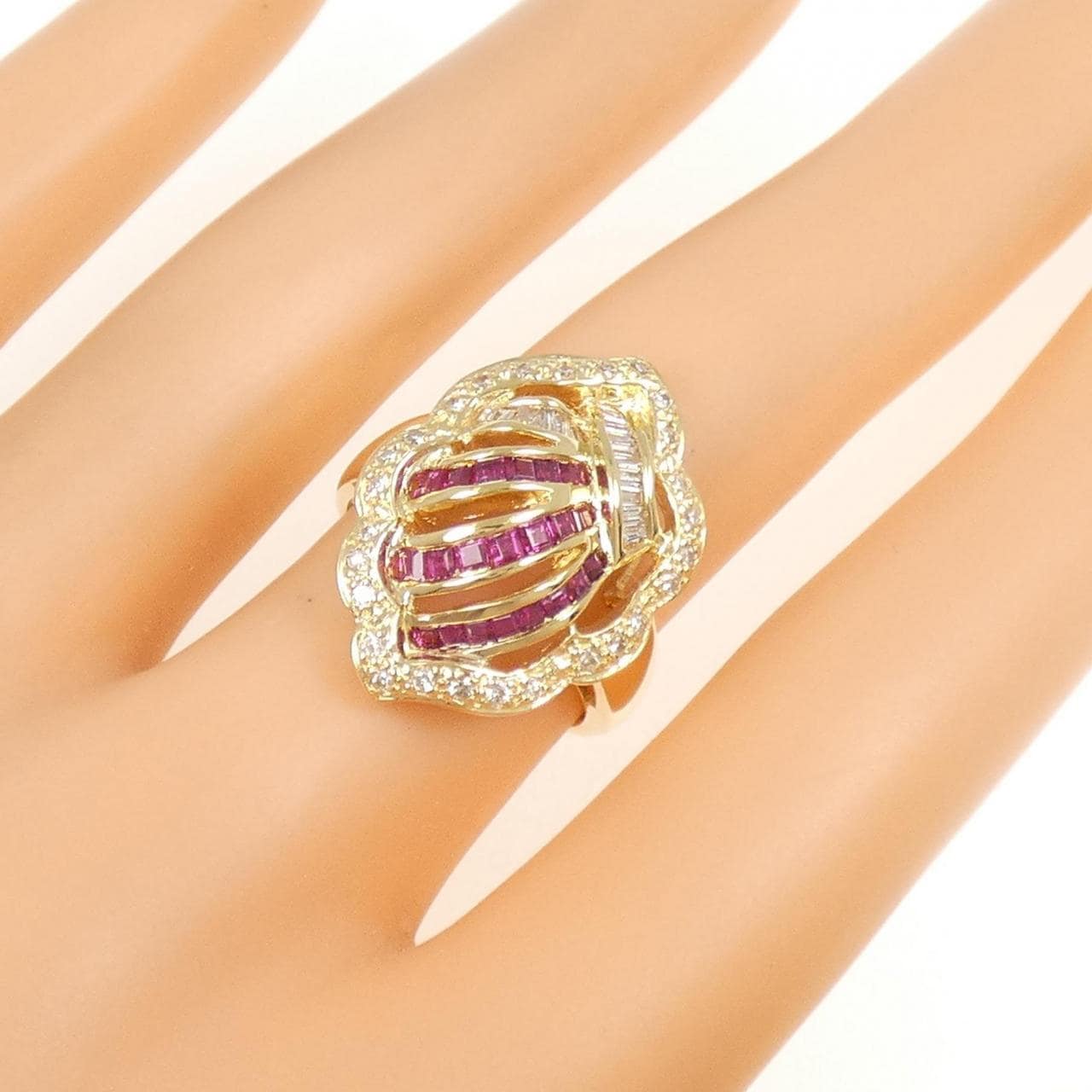 K18YG ルビー リング 0.76CT