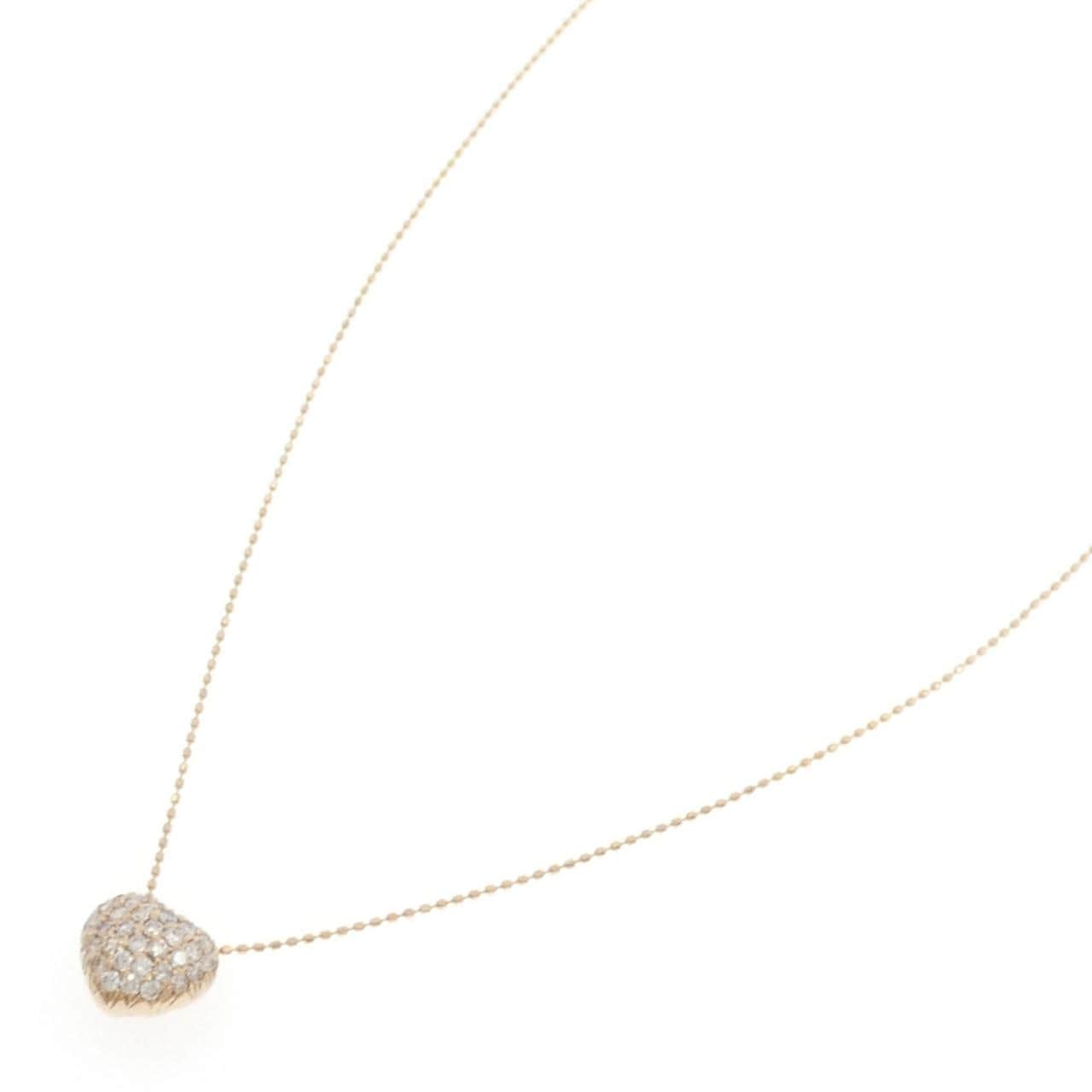 K18PG ハート パヴェ ダイヤモンド ネックレス 0.50CT