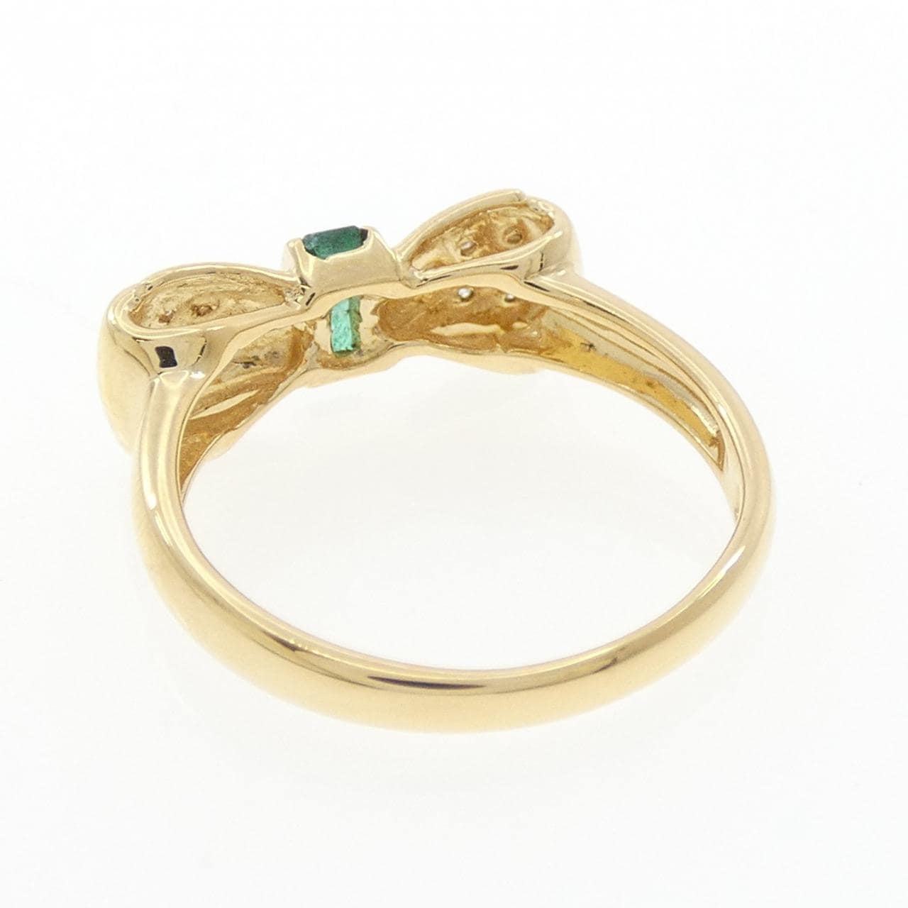 K18YG リボン エメラルド リング 0.15CT