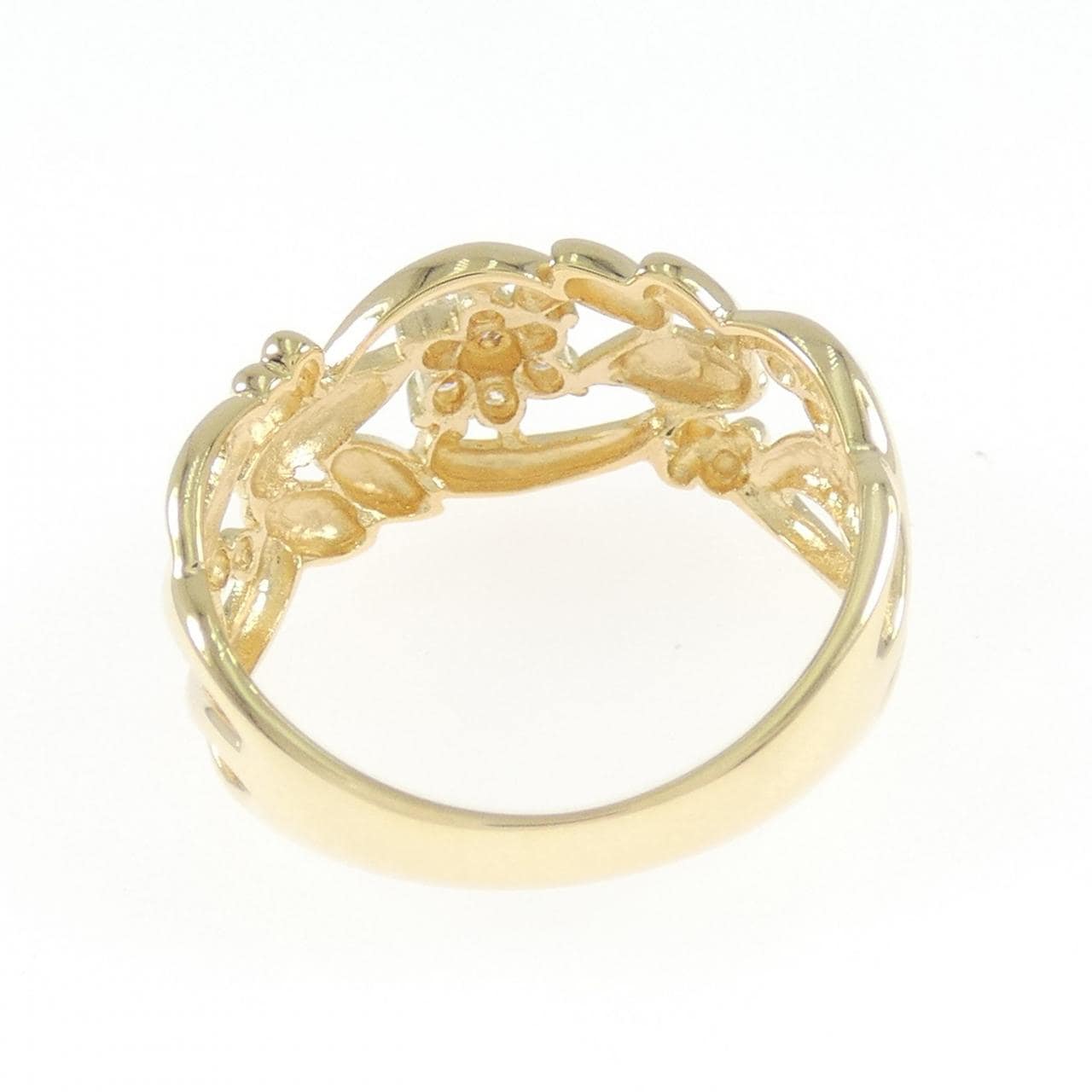 K18YG フラワー ダイヤモンド リング 0.10CT