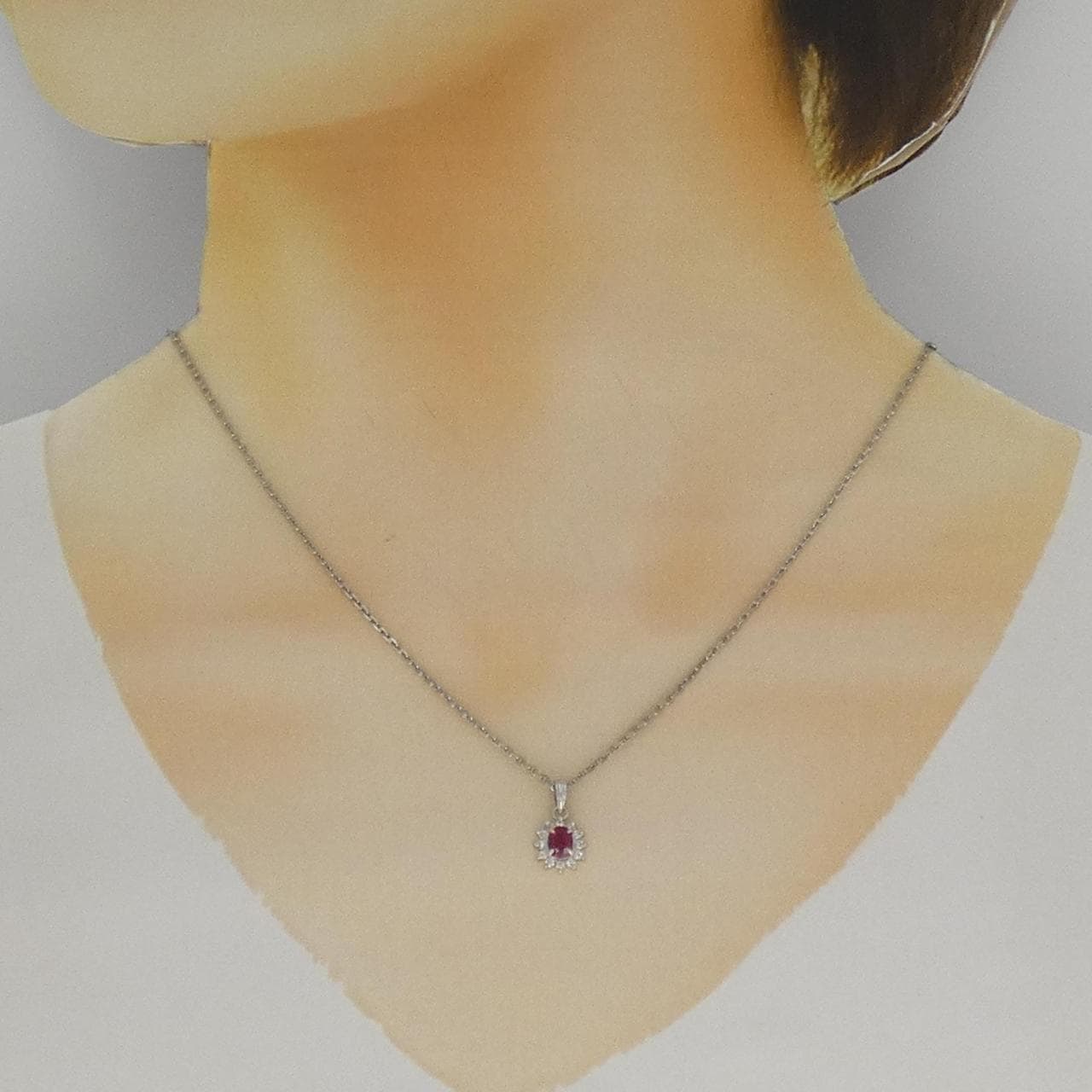 PT900 ルビー ネックレス 0.48CT