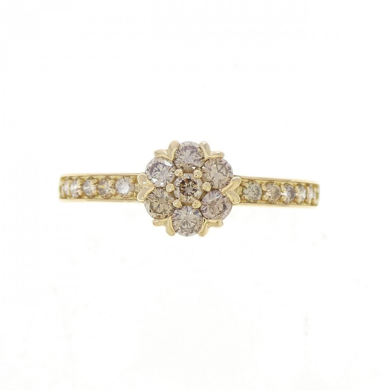 K18YG フラワー ダイヤモンド リング 0.50CT