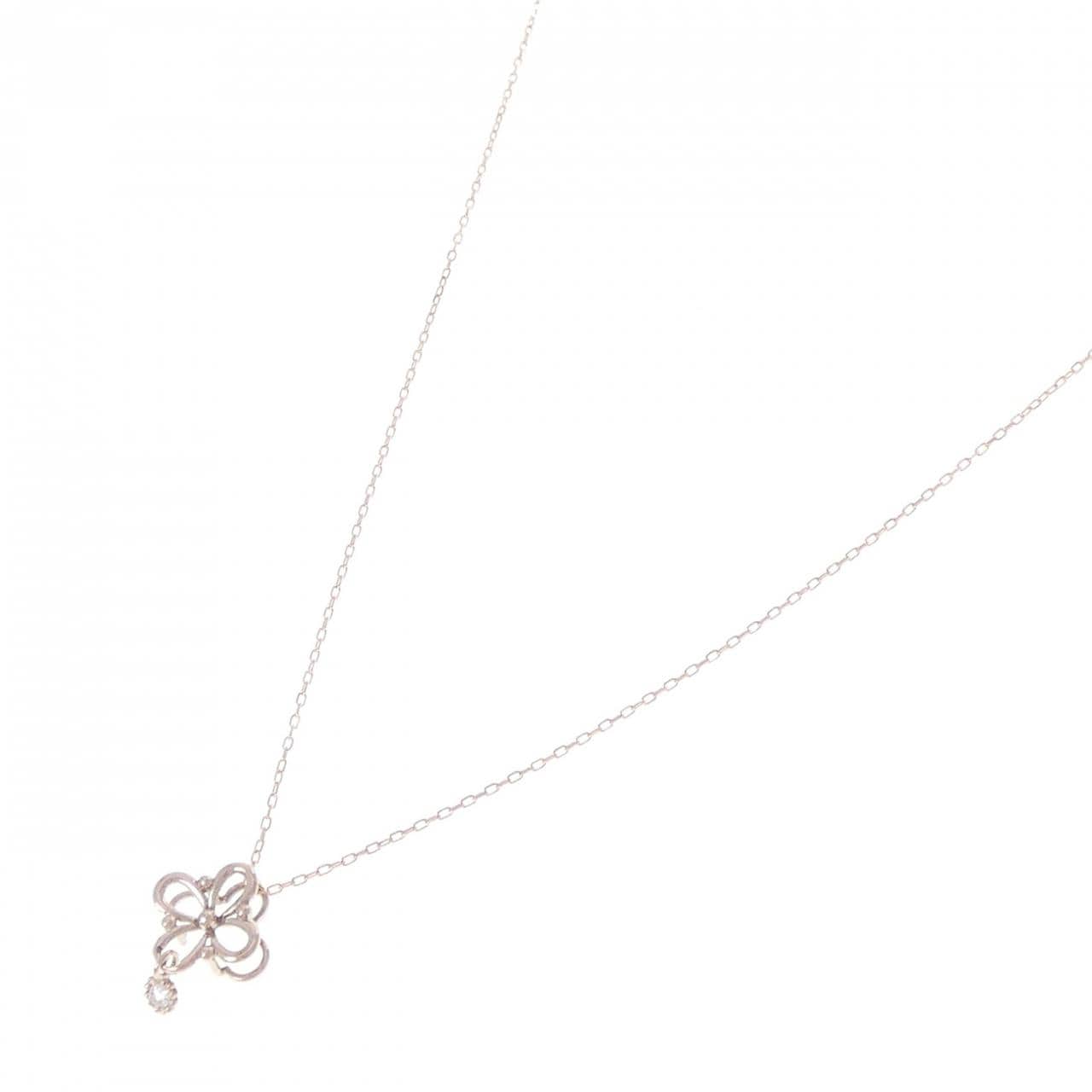 K10PG フラワー ダイヤモンド ネックレス 0.02CT