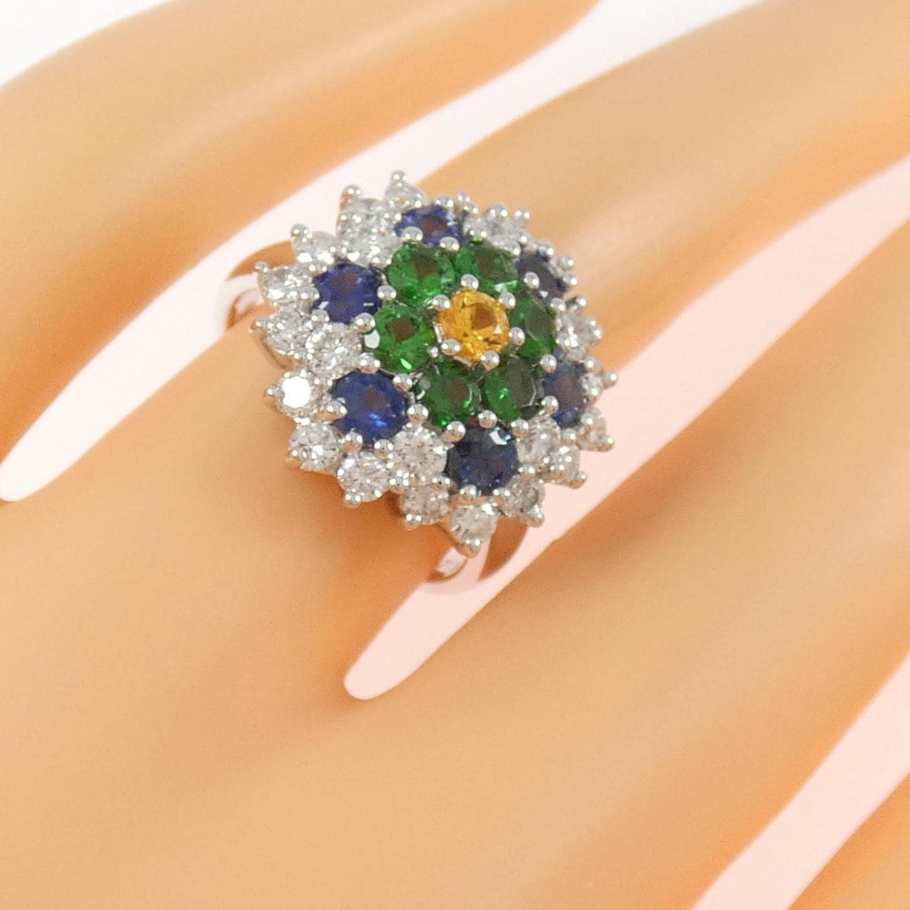 750WG カラーストーン リング