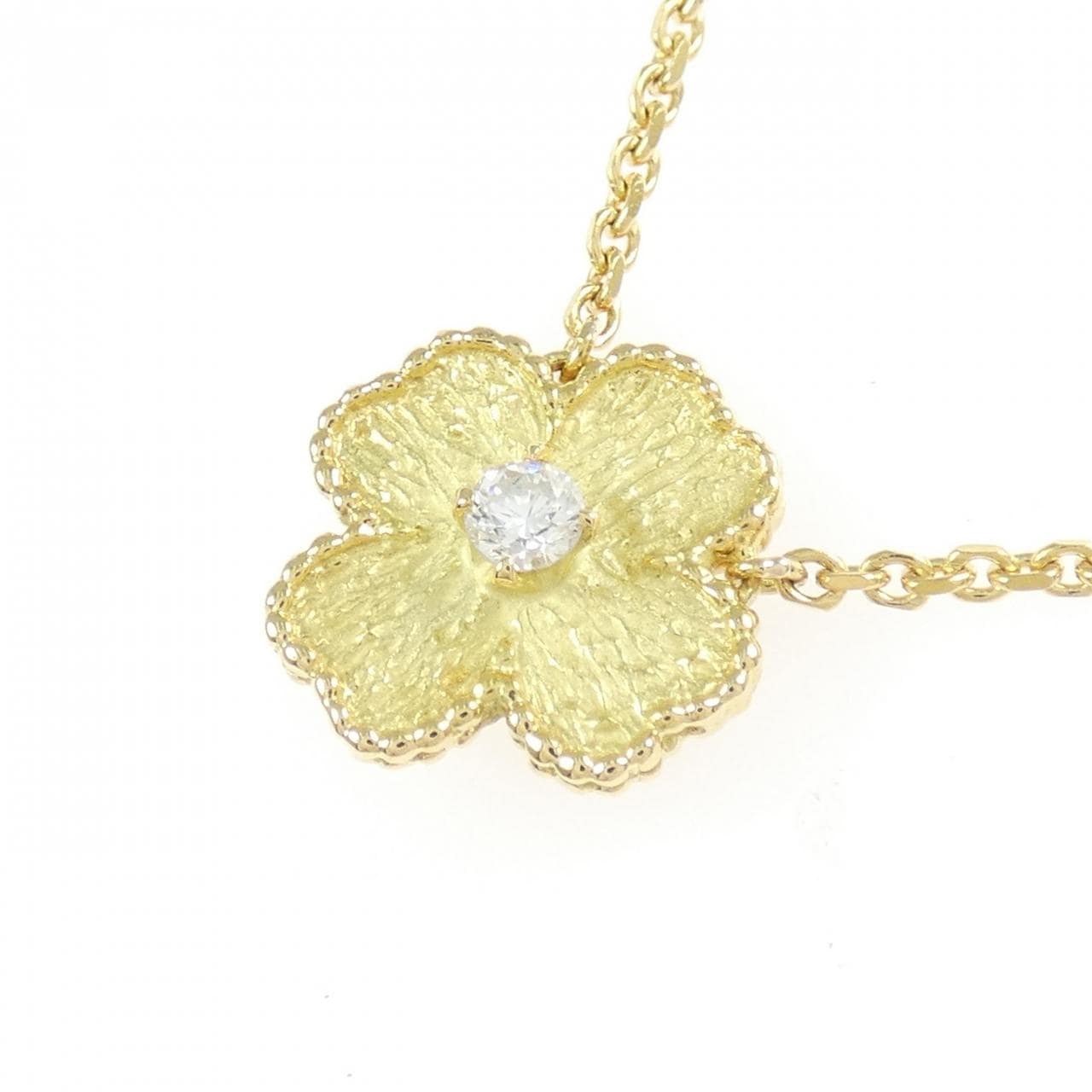 750YG フラワー ダイヤモンド ネックレス 0.12CT