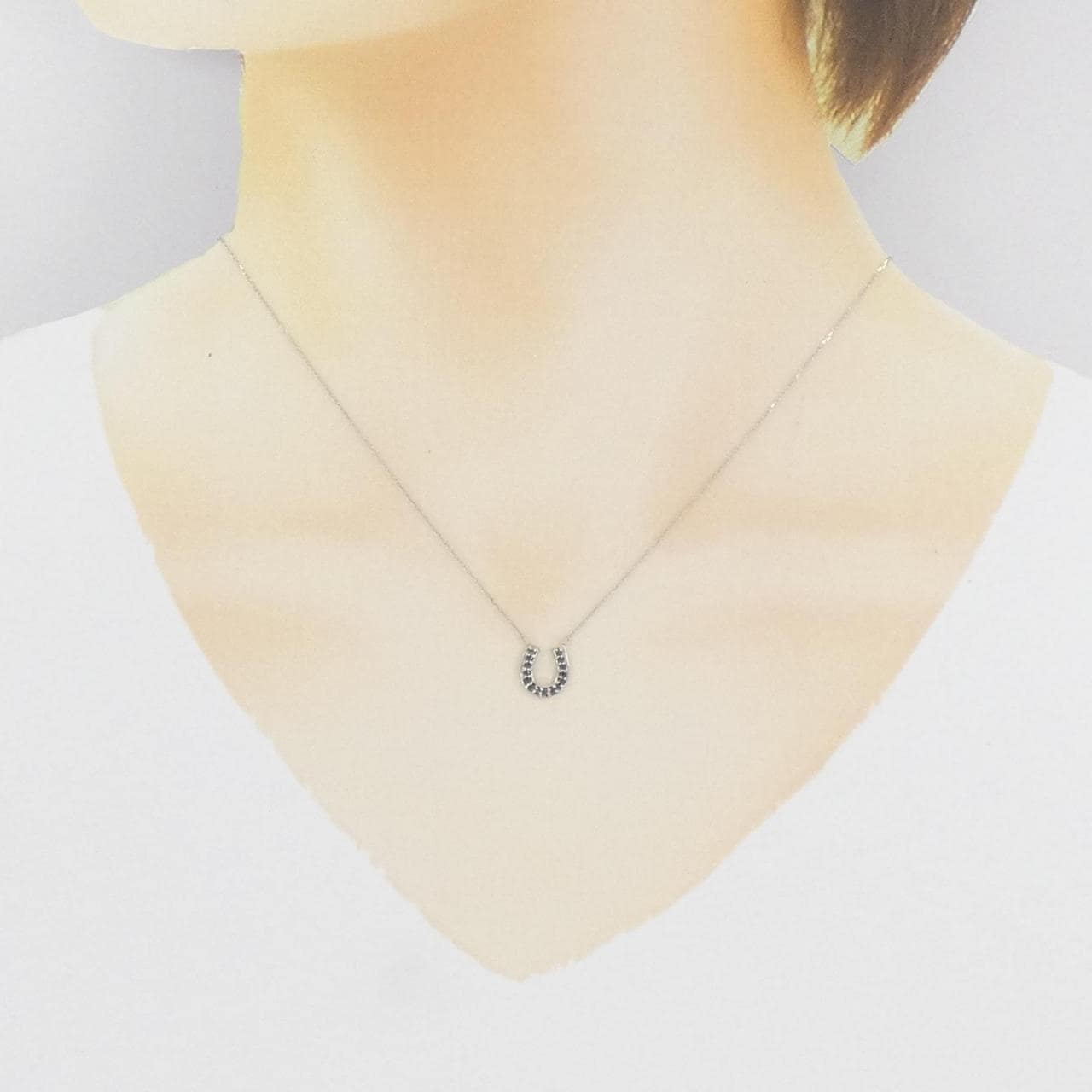 [BRAND NEW] PT Horseshoe Diamond Necklace 0.10CT