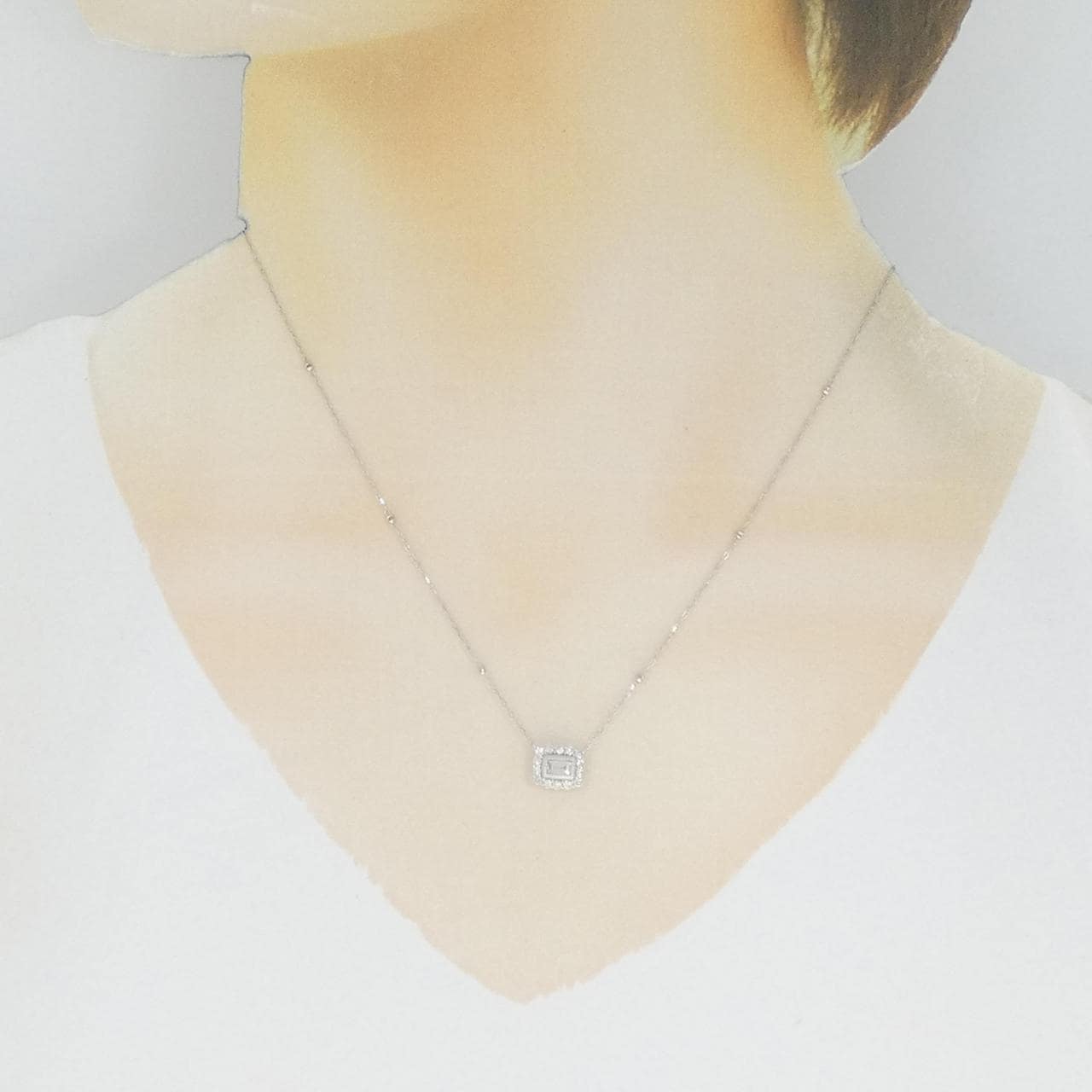 K18WG ダイヤモンド ネックレス 0.10CT