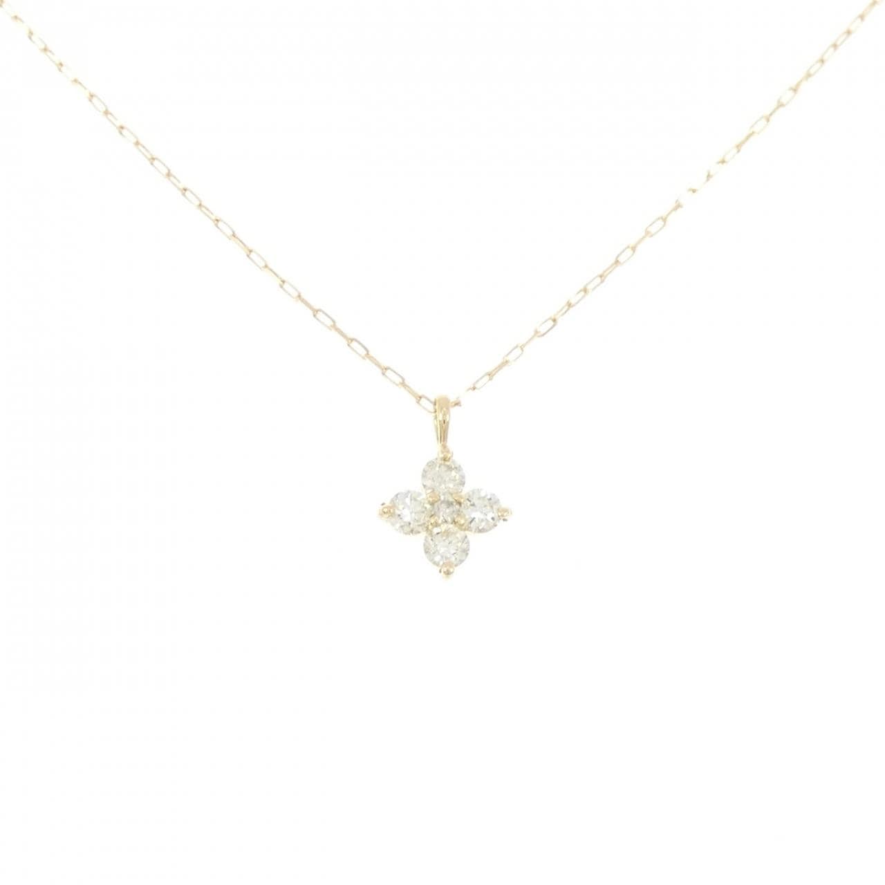 【新品】K18YG フラワー ダイヤモンド ネックレス 0.10CT