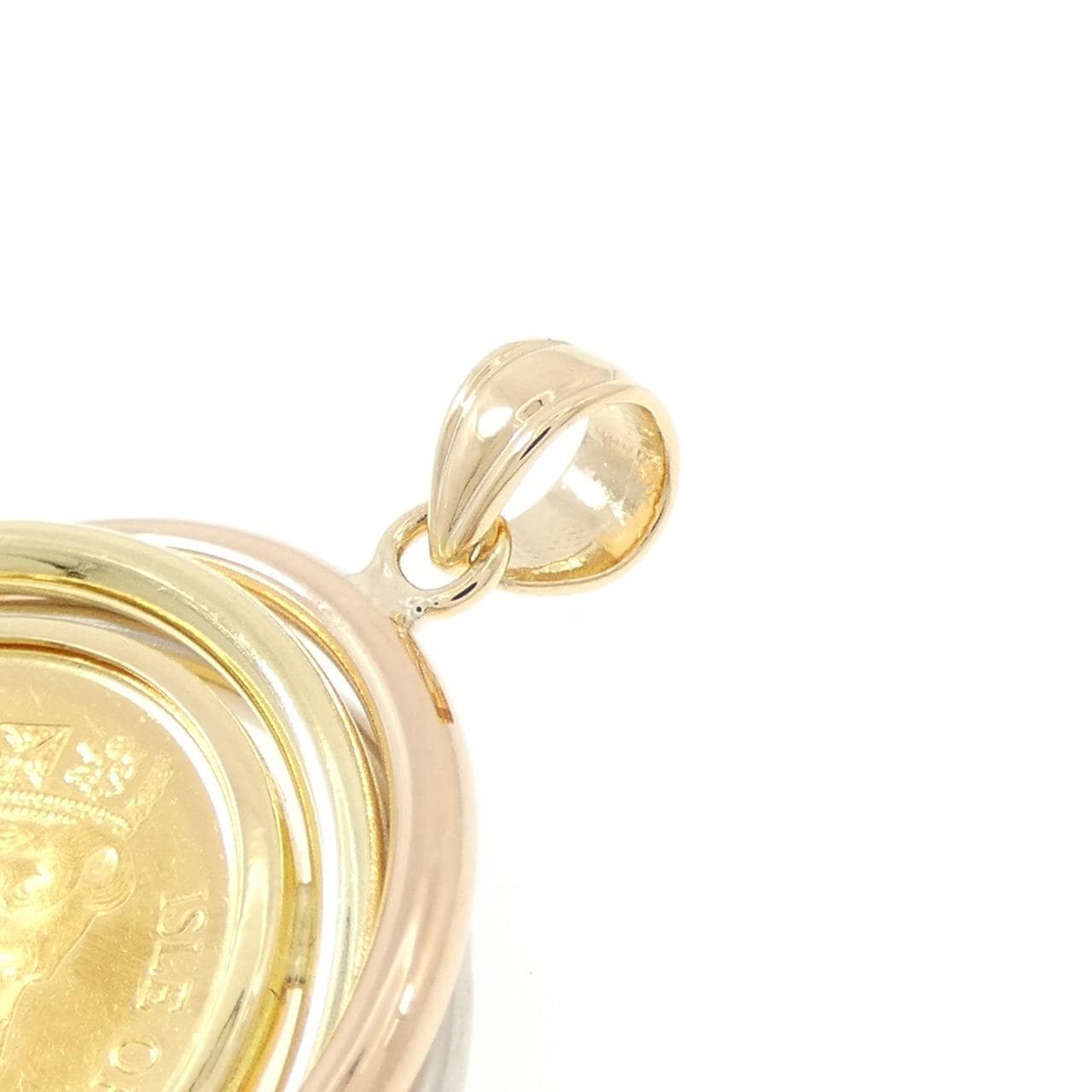 K18スリーカラー(枠) コイン ペンダント