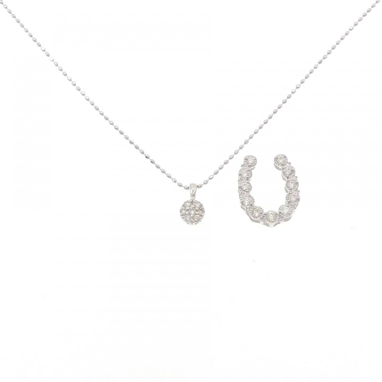 K18WG 2WAY ダイヤモンド ネックレス 0.08CT