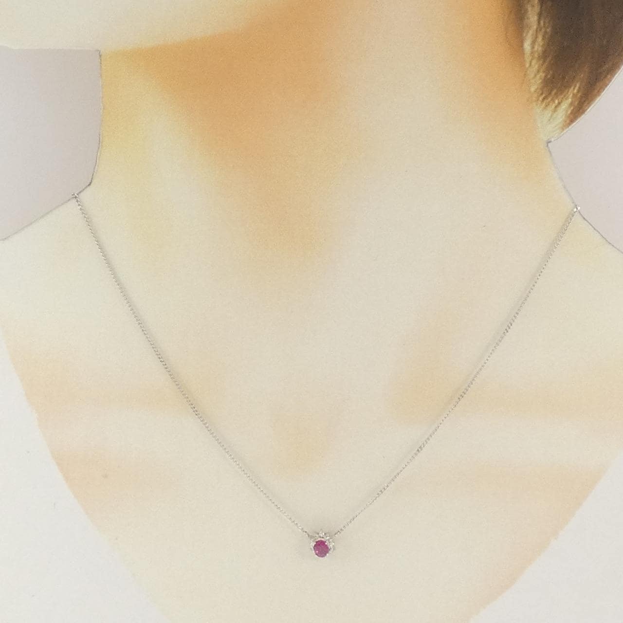PT900/PT850 ルビー ネックレス 0.28CT