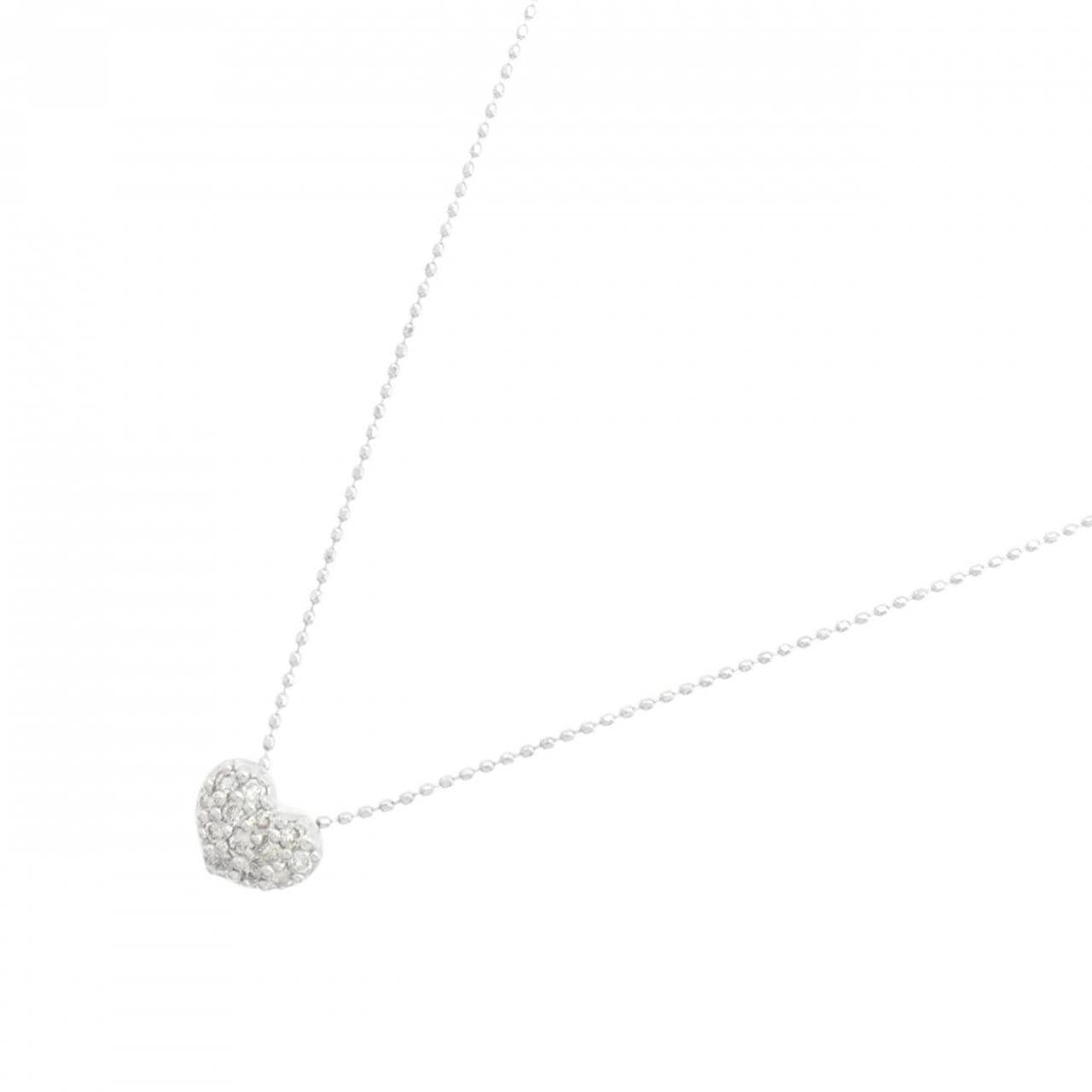 K18WG ハート パヴェ ダイヤモンド ネックレス 0.22CT