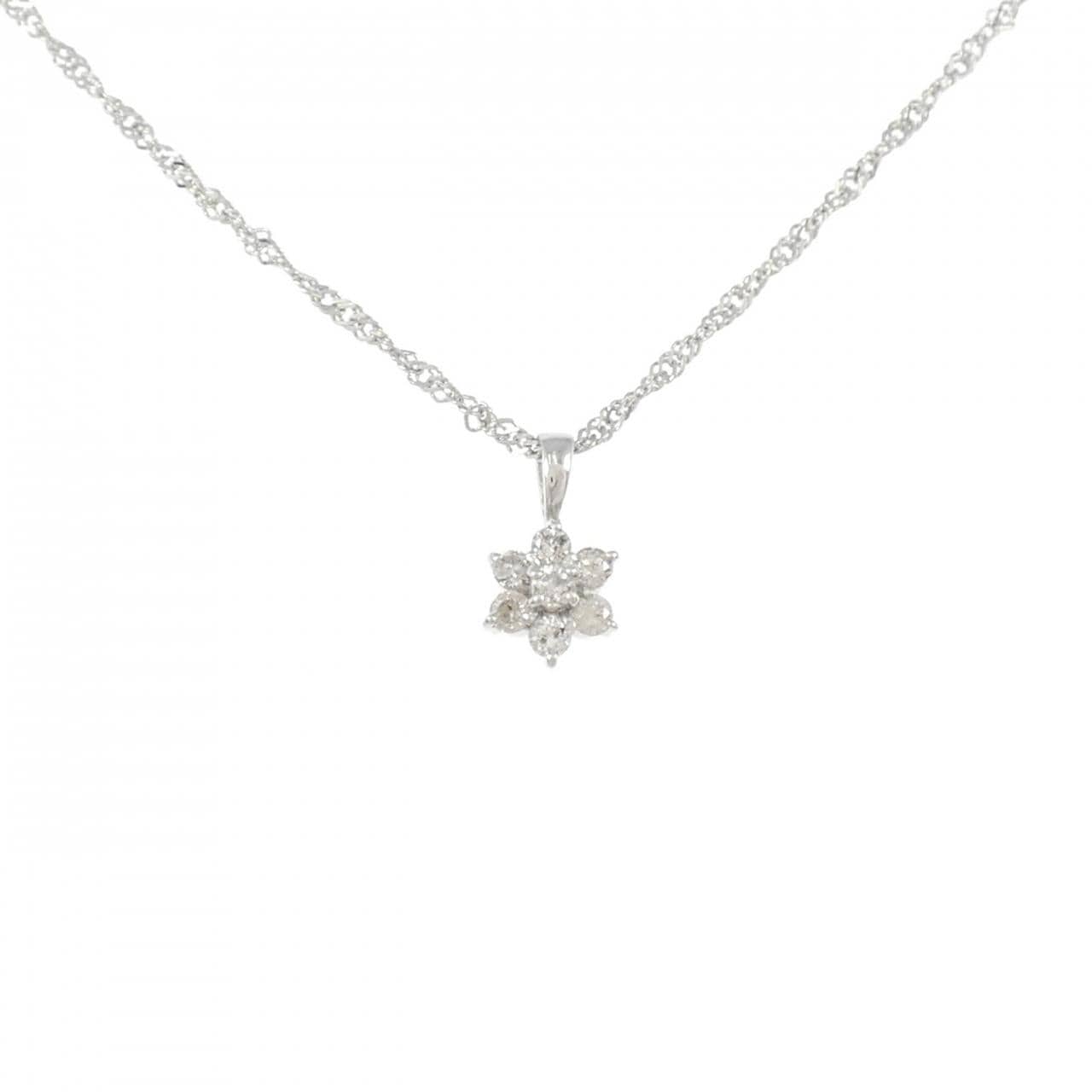 PT900/PT850 フラワー ダイヤモンド ネックレス 0.15CT