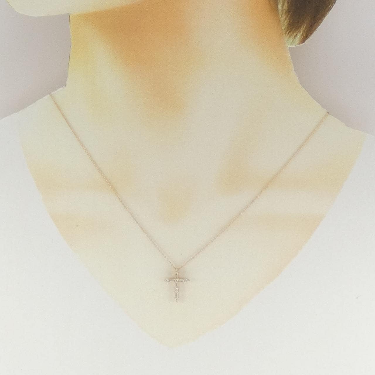 K18PG クロス ダイヤモンド ネックレス 0.27CT