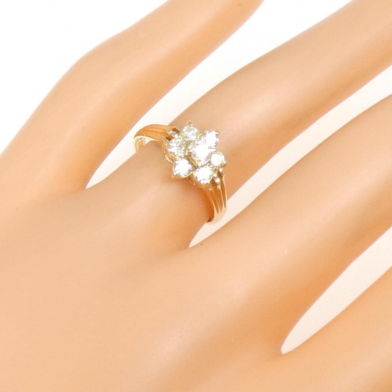 K18YG フラワー ダイヤモンド リング 0.50CT