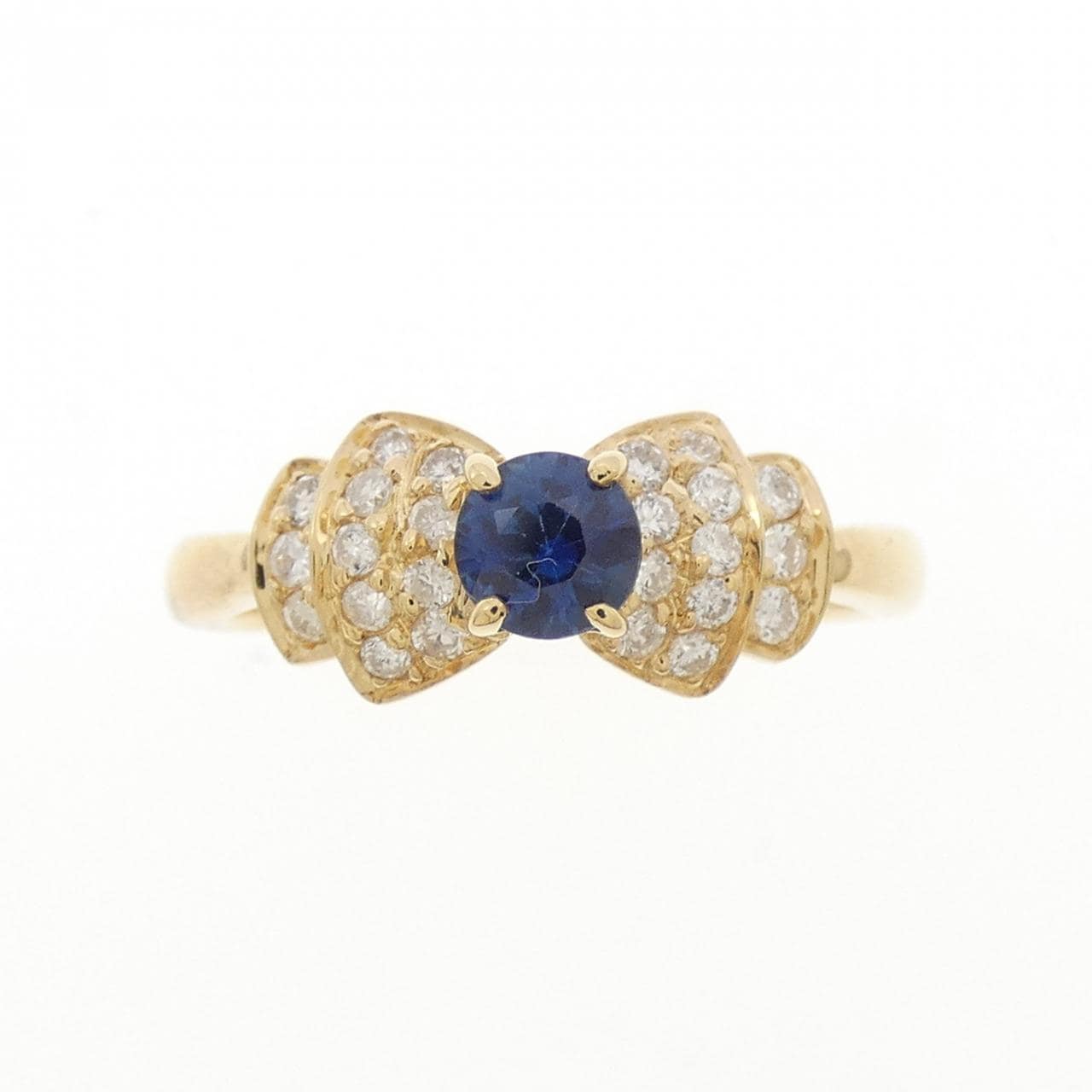 K18YG リボン サファイヤ リング 0.325CT