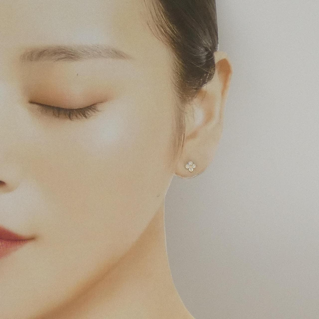 【リメイク】K18YG フラワー ダイヤモンド ピアス 0.30CT