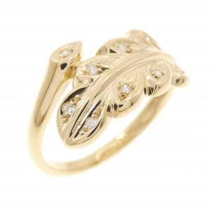 K18YG リーフ ダイヤモンド リング 0.06CT
