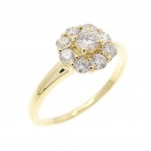 K18YG フラワー ダイヤモンド リング 0.10CT