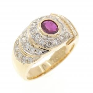 K18YG ルビー リング 0.39CT